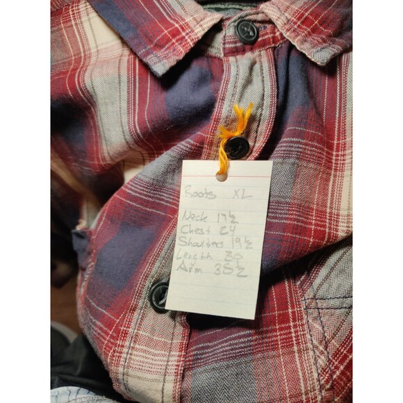 Roots Canada Long Sleeve Red Brown Shirt Men's Casual Plaid Button Down XL - Picture 9 of 9